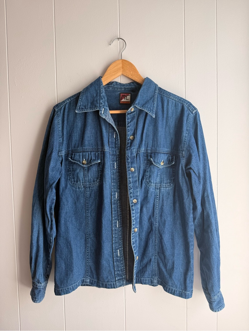 Vintage Y2K Denim Shirt Jacket Button Up Long Sleeve MC Sport Wear